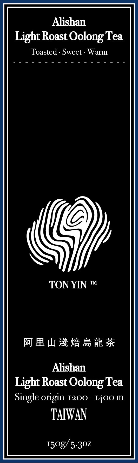TON YIN Alishan Light Roast Oolong Tea label